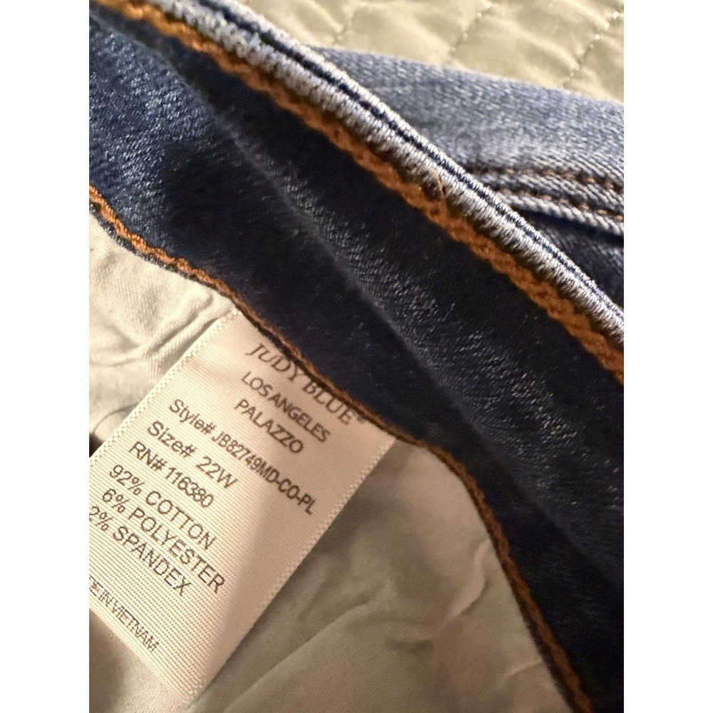 Judy Blue Palazzo Jeans 22W High Rise Wide Leg Stretch Denim Medium Wash - Picture 7 of 12